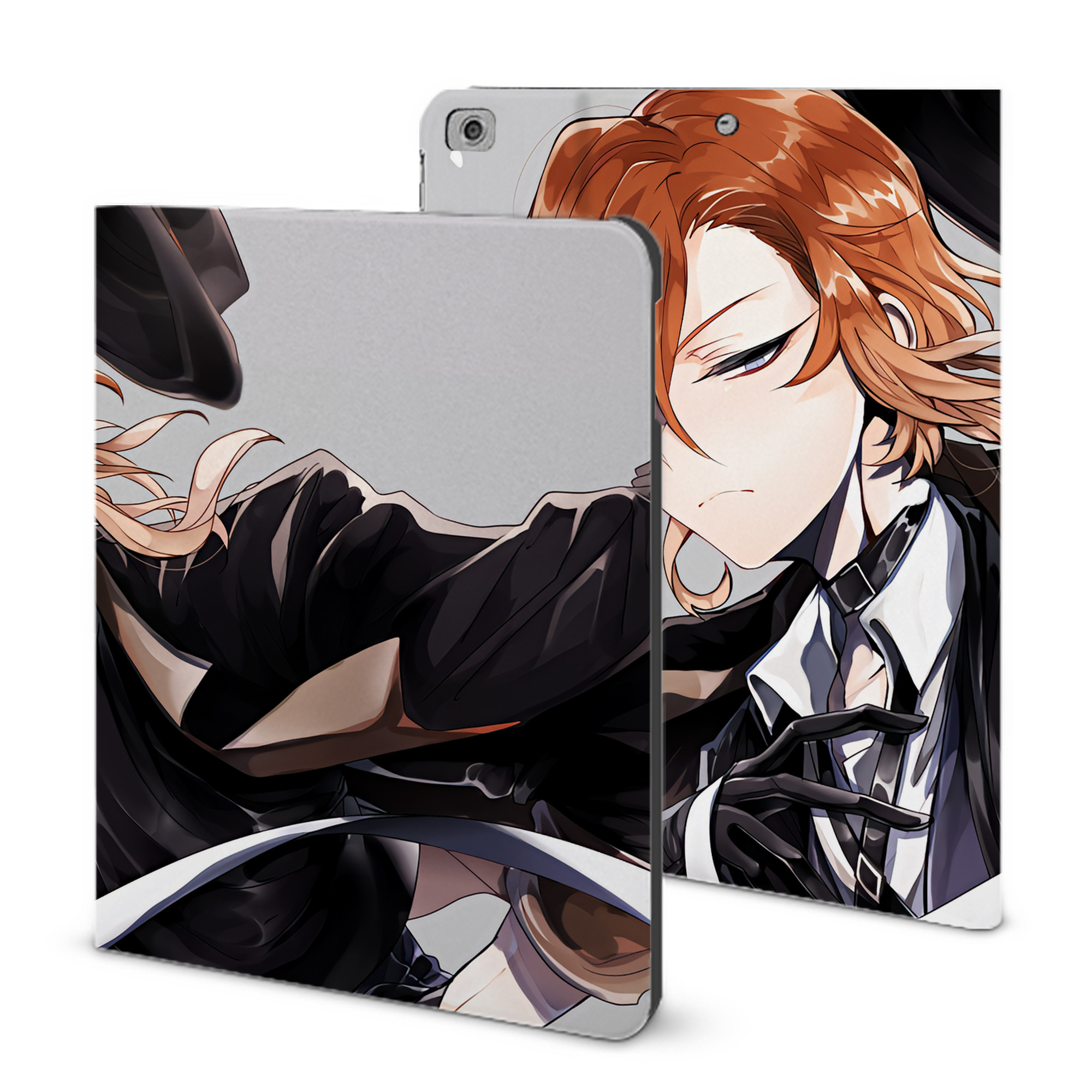 （画像用） 文豪ストレイドッグス Bungo Stray Dogs IPad ケース ブック型 PUレザー TPU 耐衝撃 軽量 薄型 ペン収納なし 全面保護 IPad 各モデル対応